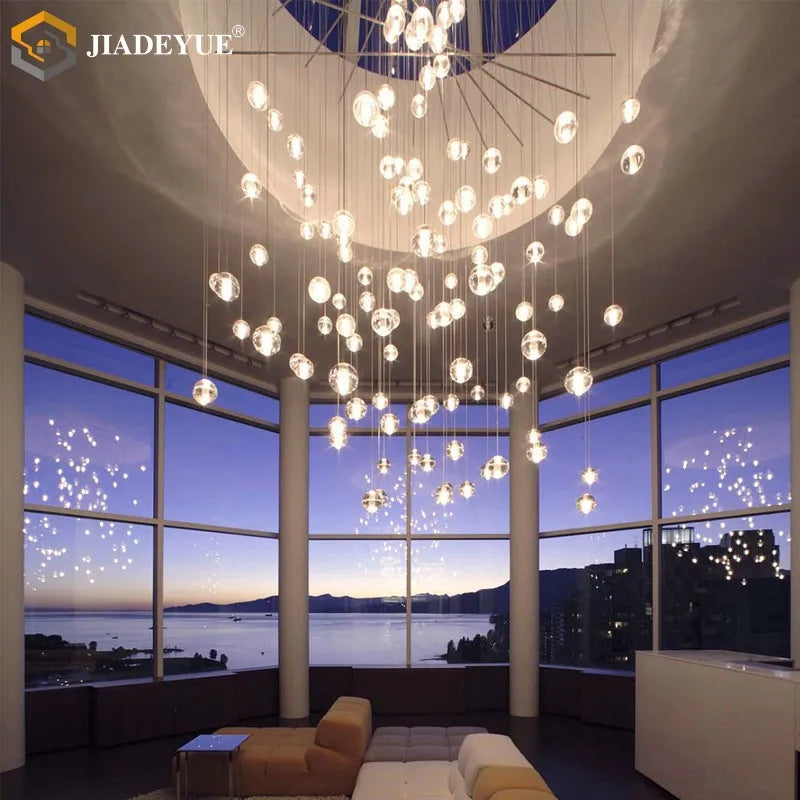 Afralia™ Crystal Ball Chandelier: Stylish Meteor Shower Lighting for Restaurant, Bar, and Home