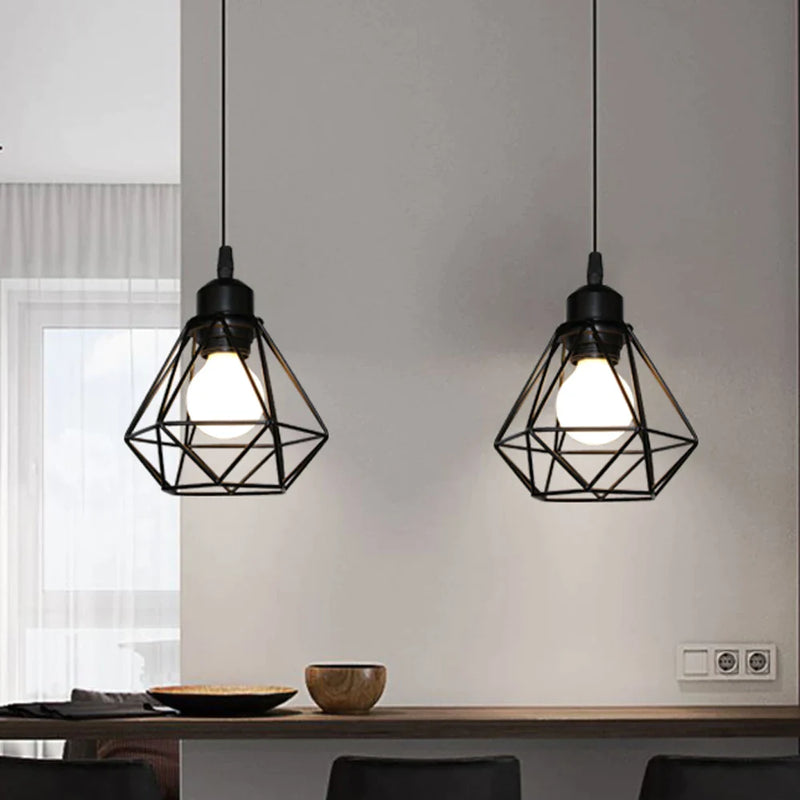 Afralia™ Retro Iron Frame Pendant Lamp for Indoor Lighting Chandelier Teahouse Restaurant Home