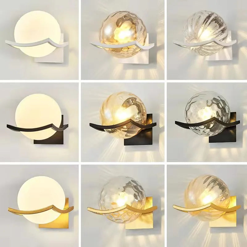 Afralia™ Gold Glass Ball Wall Lamp for Modern Indoor Lighting Décor