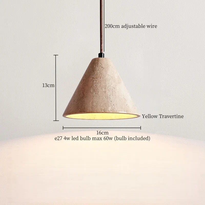 Afralia™ Yellow Travertine Stone LED Pendant Lamp - Vintage Hanging Lighting