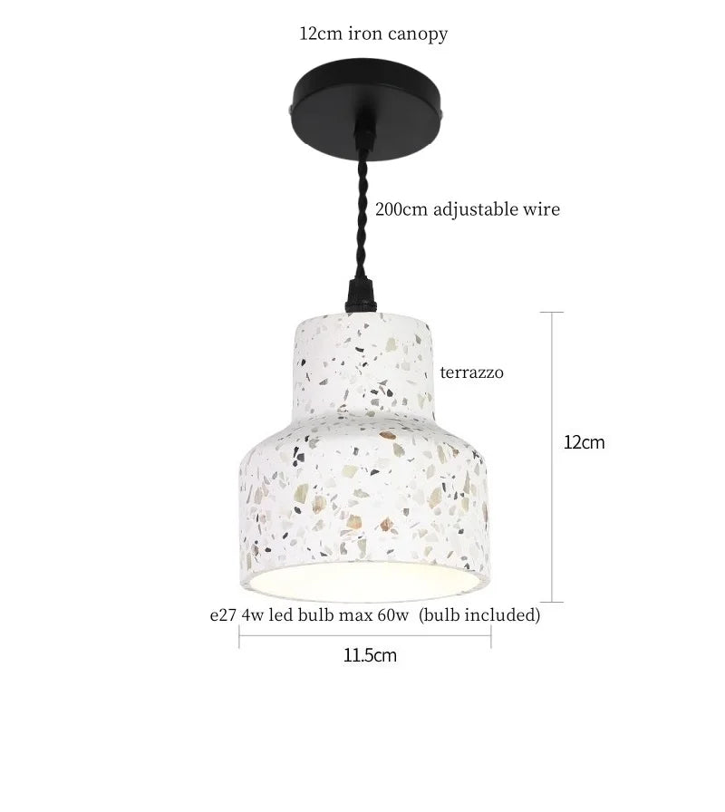 Afralia™ Terrazzo LED Pendant Lights, Adjustable Wire, Nordic Modern Hanging Lamp
