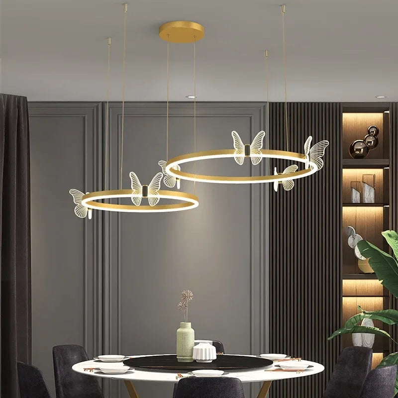 Afralia™ Nordic Butterfly Ring LED Pendant Lamp for Home Decor Chandelier Fixture