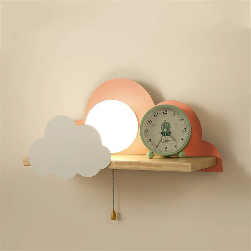 Afralia™ Cloud Moon Wall Lamp with Pull Switch, Cartoon Style for Modern Home Decor