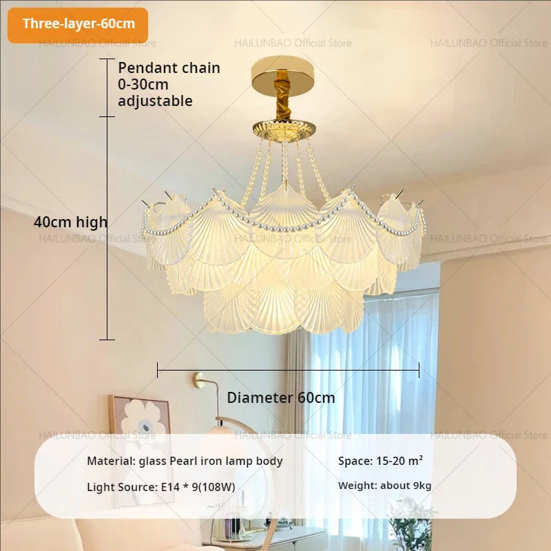 Afralia™ Pearl Feather Crystal Chandelier: French Romantic Lighting for Superior Living & Bedroom