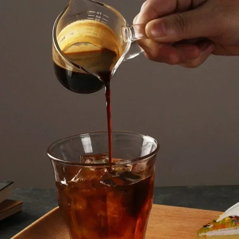 Afralia™ Glass Espresso Measuring Cup Double Mouth Clear Scale Milk Latte Jug