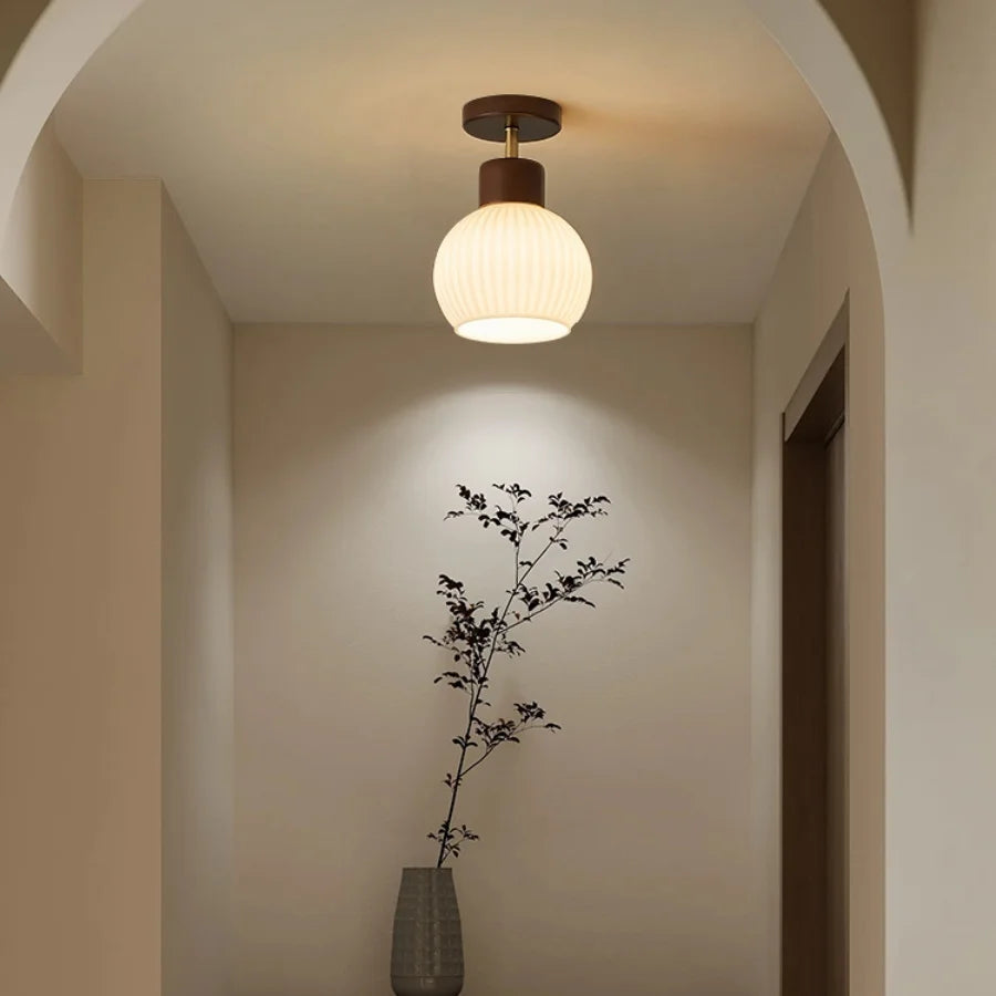 Afralia™ White Glass Ceiling Lamp LED Modern Nordic Kitchen Light