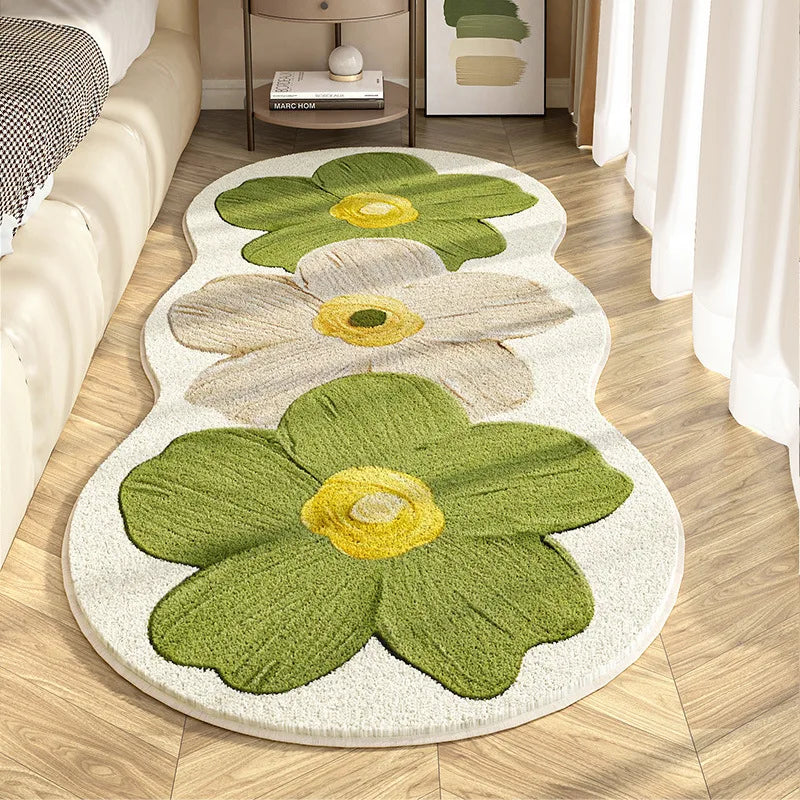 Afralia™ Floral Faux Cashmere Bedside Carpet: Soft, Non-Slip, Wear-Resistant Floor Mat