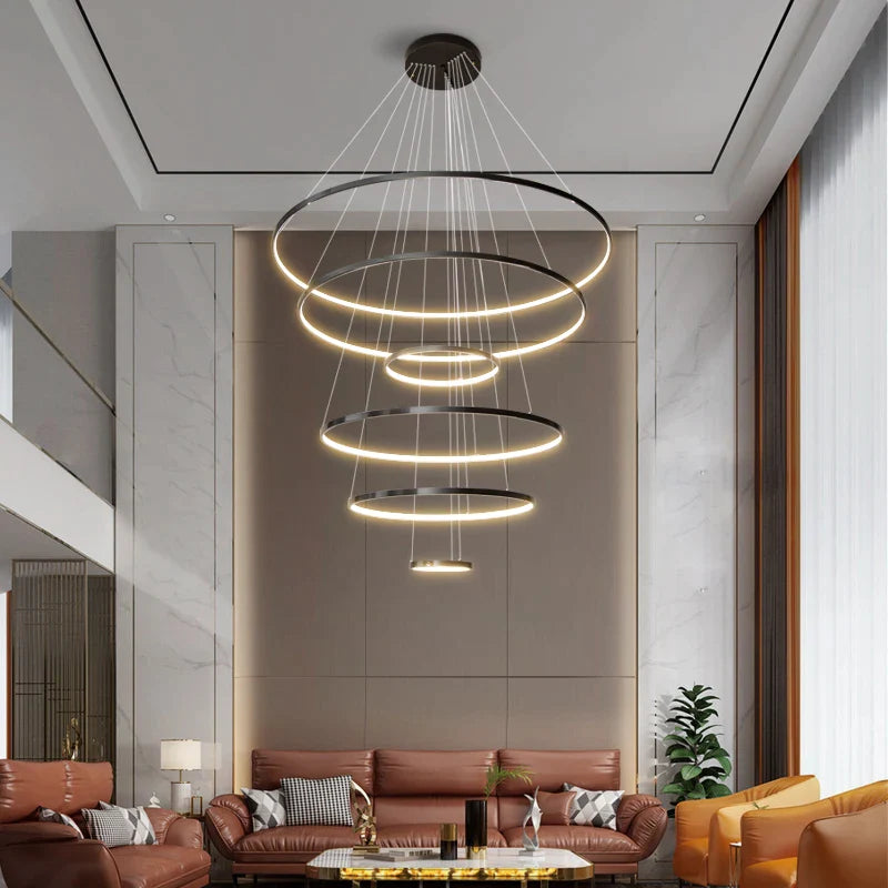 Afralia™ Copper Circle Chandelier: Modern Minimalist Luxury for Living Room, Restaurant, Villa Staircase