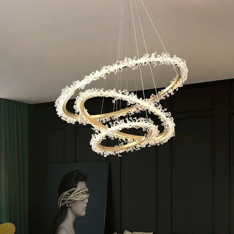 Afralia™ Crystal Pendant Chandelier Modern Luxury Interior Decoration Lighting