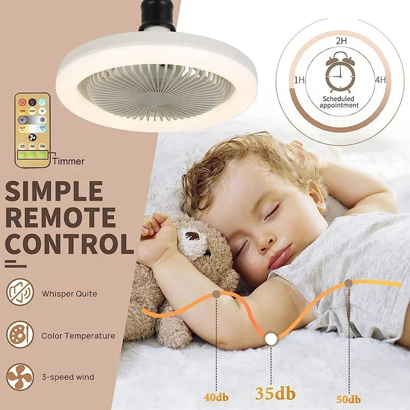 Afralia™ Ceiling Fan & Light Combo with Remote Control, Silent Operation, E27 Base