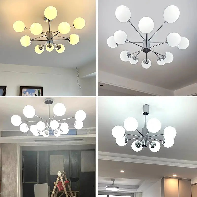 Afralia™ Glass Ball LED Ceiling Chandelier for Modern Living Room and Bedroom