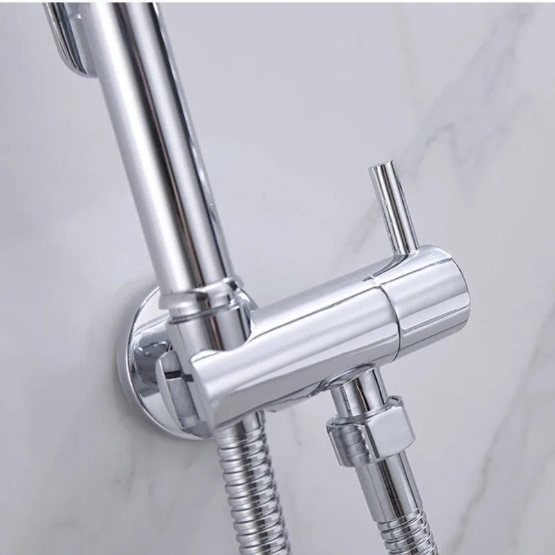 Afralia™ Brass Wall Mount Bidet Spray Set Chrome Gold High Pressure Bathroom Shattaf Gun