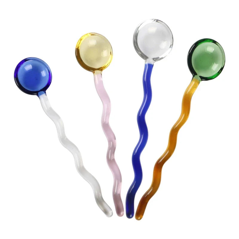 Afralia™ Glass Spoon Coffee Stirring Rod for Home Cafe, Dessert Jam Scoop