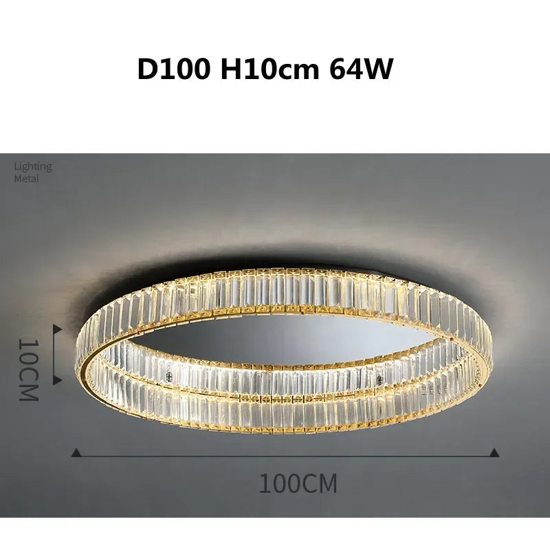 Afralia™ Gold Steel LED Dimmable Ceiling Lights Luxury Crystal Fixture