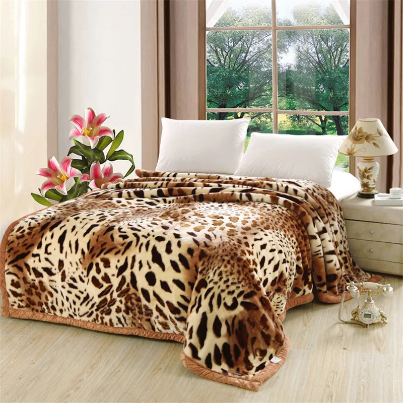 Afralia™ Double Layer Raschel Blankets: Soft Faux Fur Mink Throw for Beds