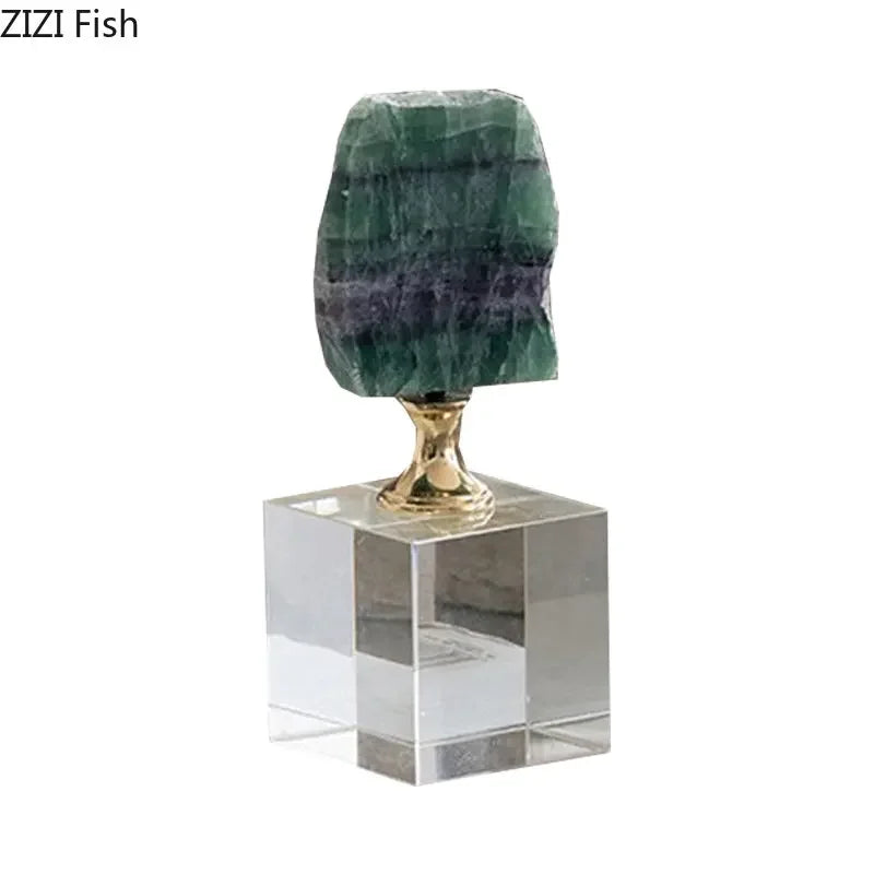 Afralia™ Crystal Base Ornaments: Agate/Fluorite Artwork, Modern Crafts Room Decor