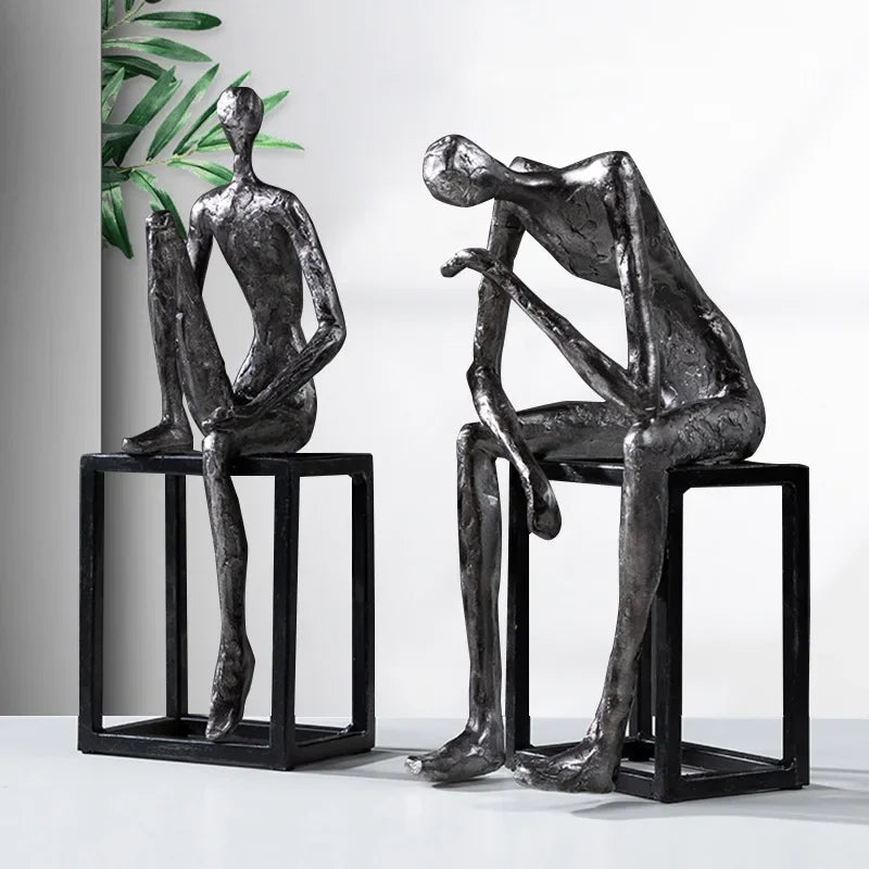 Afralia™ Abstract Thinkers Sculpture: Decorative Figurines for Home Furnishings
