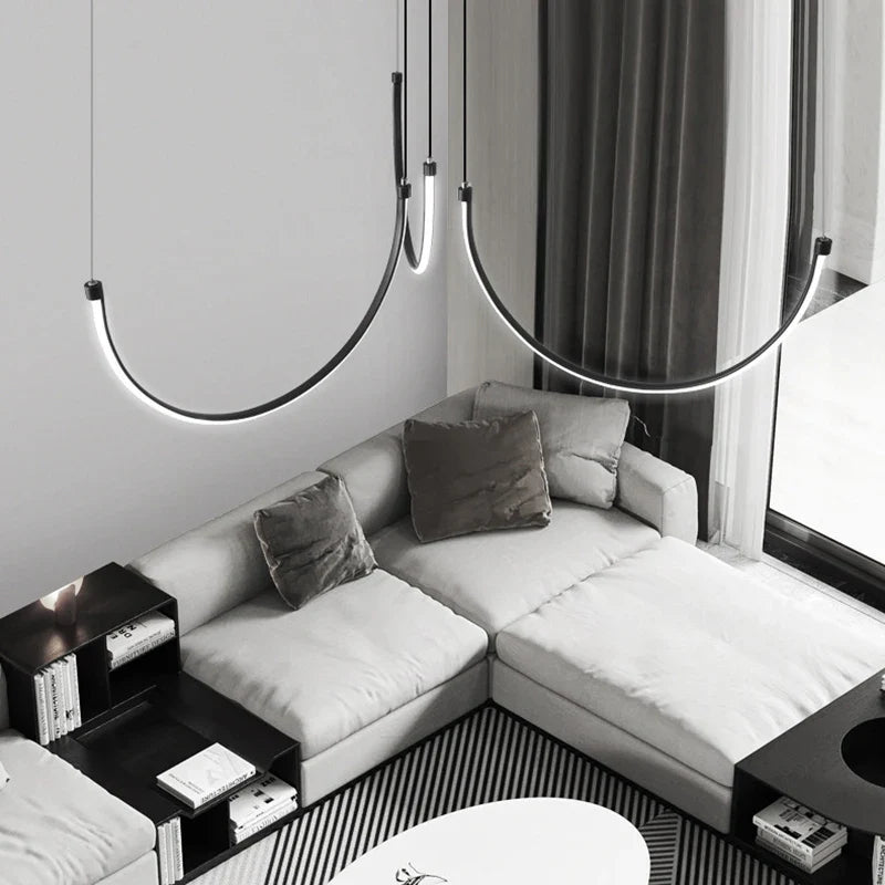 Afralia™ Copper Chandelier: Nordic Minimalist Lines Pendant Light for Living Room Decor