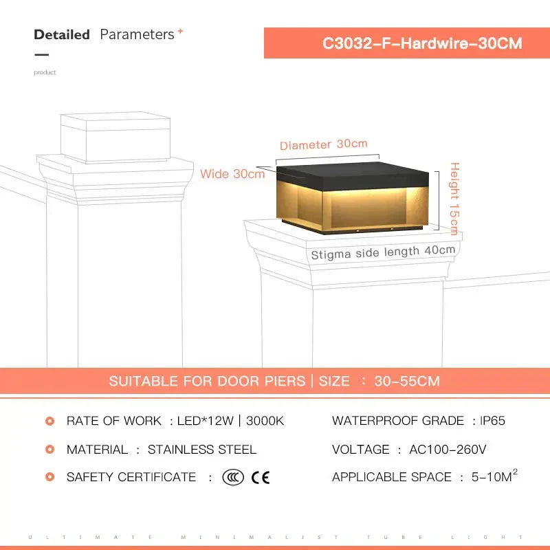 Afralia™ LED Pillar Top Courtyard Light - Waterproof Outdoor Street Fence Cap Post Light