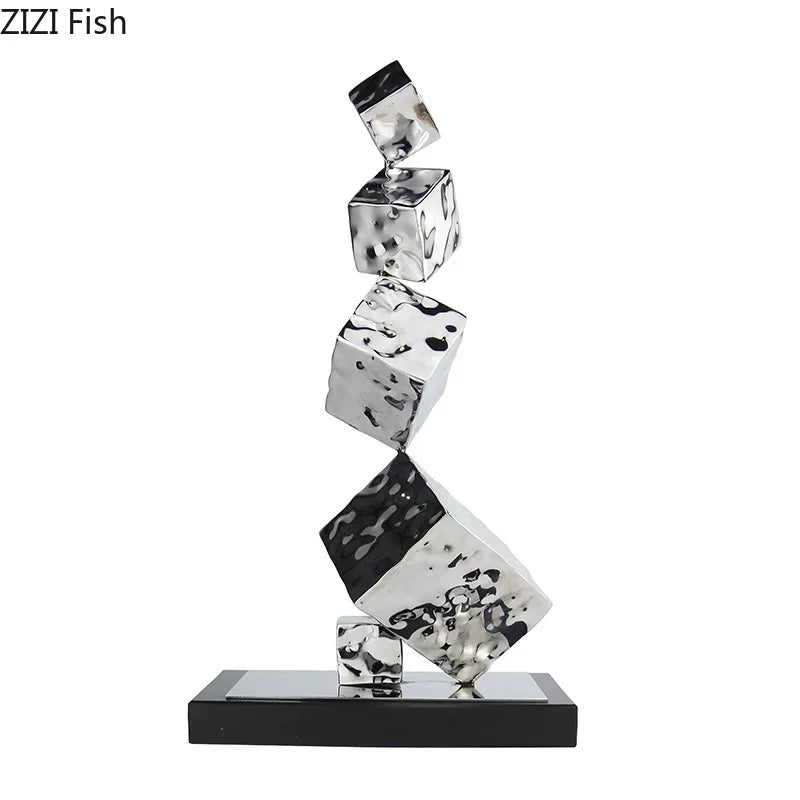 Afralia™ Geometric Metal Sculpture Desk Decor for Room Aesthetics