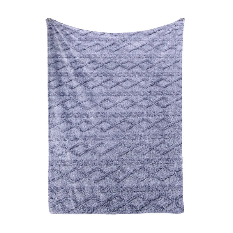 Afralia™ Solid Jacquard Coral Fleece Blanket | Multi-Purpose Sofa Throw Blanket