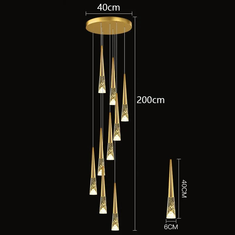 Afralia™ Nordic Home Decoration Stair Chandelier Living Room Dining Pendant Lights Ceiling Lighting