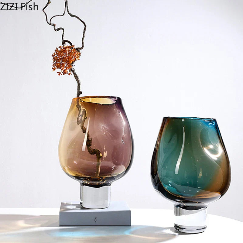 Afralia™ Glass Vase Hydroponics Plant Pots | Colourful Table Decoration Vases