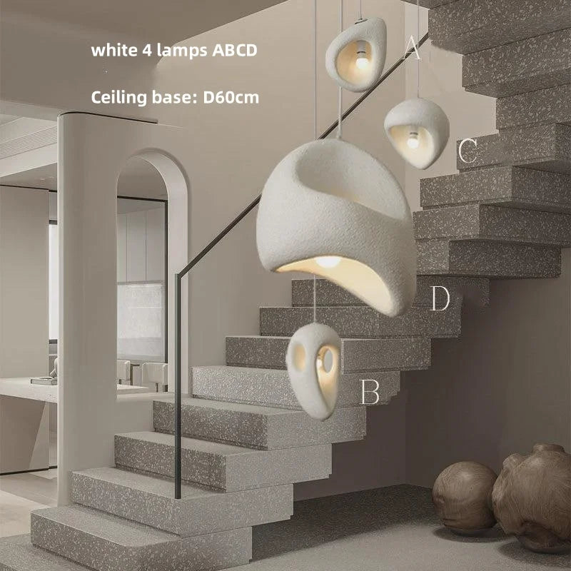 Afralia™ Wabi-sabi Resin Pendant Chandelier | Nordic Villa Stair Decor Droplight