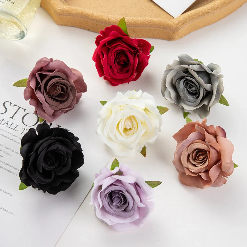 Afralia™ Silk Pink Rose Artificial Flowers 10Pcs Wedding Party Home Decor Wreath Bouquet