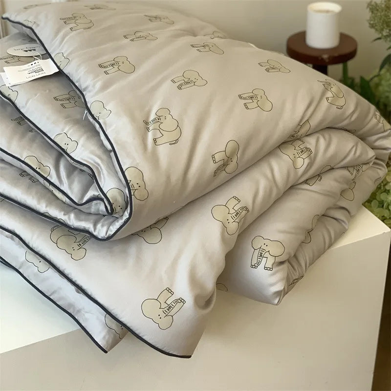 Afralia™ Soft Silky Soybean Fiber Quilt Core Comforter for Single/Double Bed