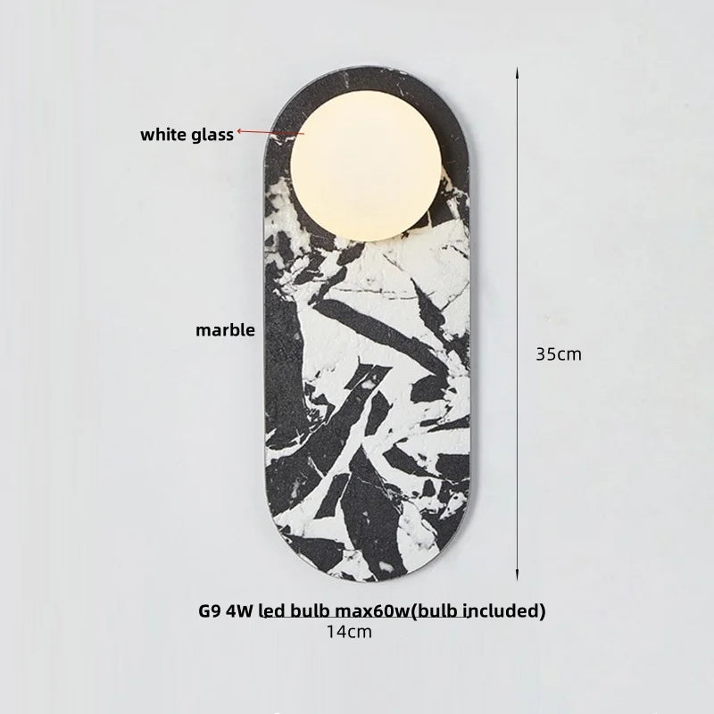 Afralia™ LED Wall Light: French Luxury Glass Globe Stone Wall Lamp Fixture