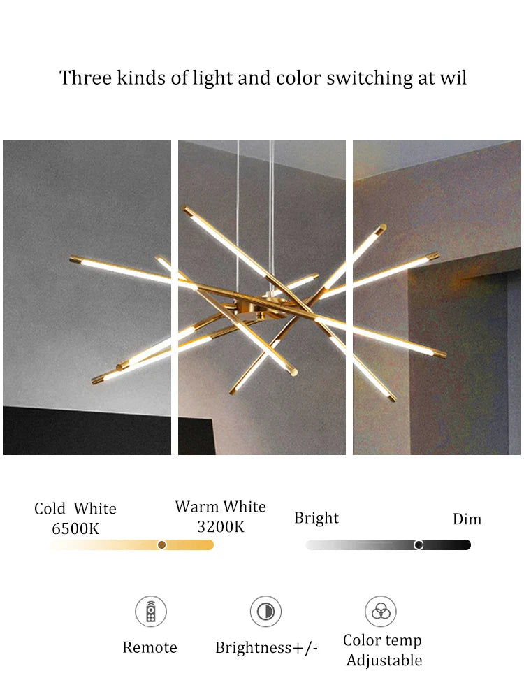 Afralia™ Remote Control LED Chandelier for Living Room, Bedroom, Kitchen - Modern Ceiling Pendant Light