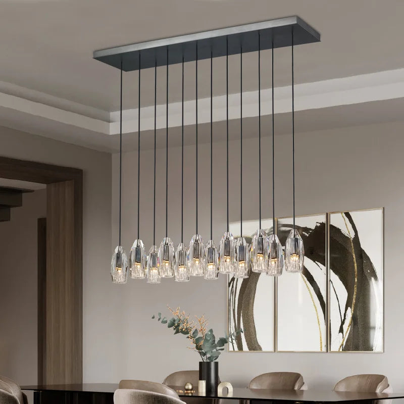 Afralia™ Nordic Crystal Pendant Light: Black, Post-modern, Bar Counter, Copper Chandelier