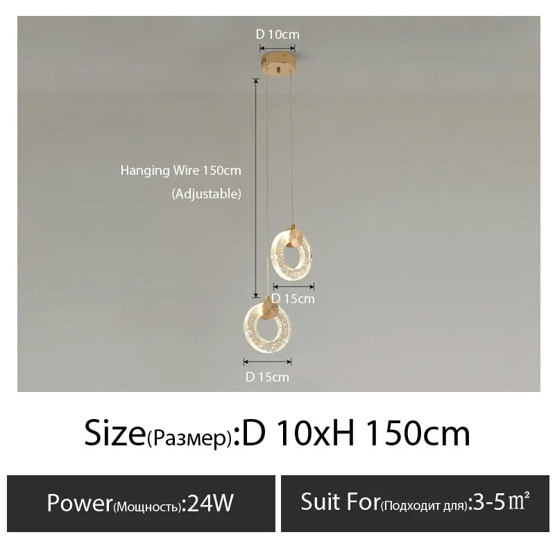 Afralia™ Crystal Pendant LED Bedside Chandelier for Minimalist Master Bedroom