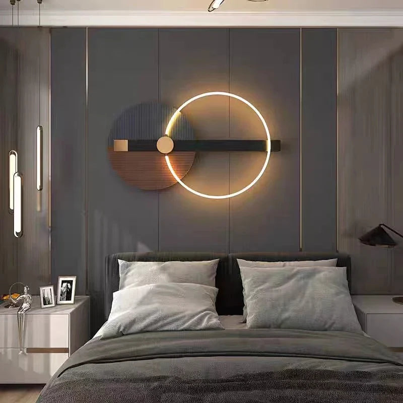 Afralia™ Nordic LED Ring Wall Lamp Art Decoration Sconce for Parlor Hotel Dining Room
