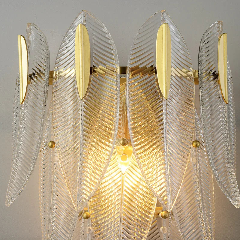 Afralia™ Feather Leaves LED Wall Lamp: Modern Luxury Bedroom Living Room Wall Light