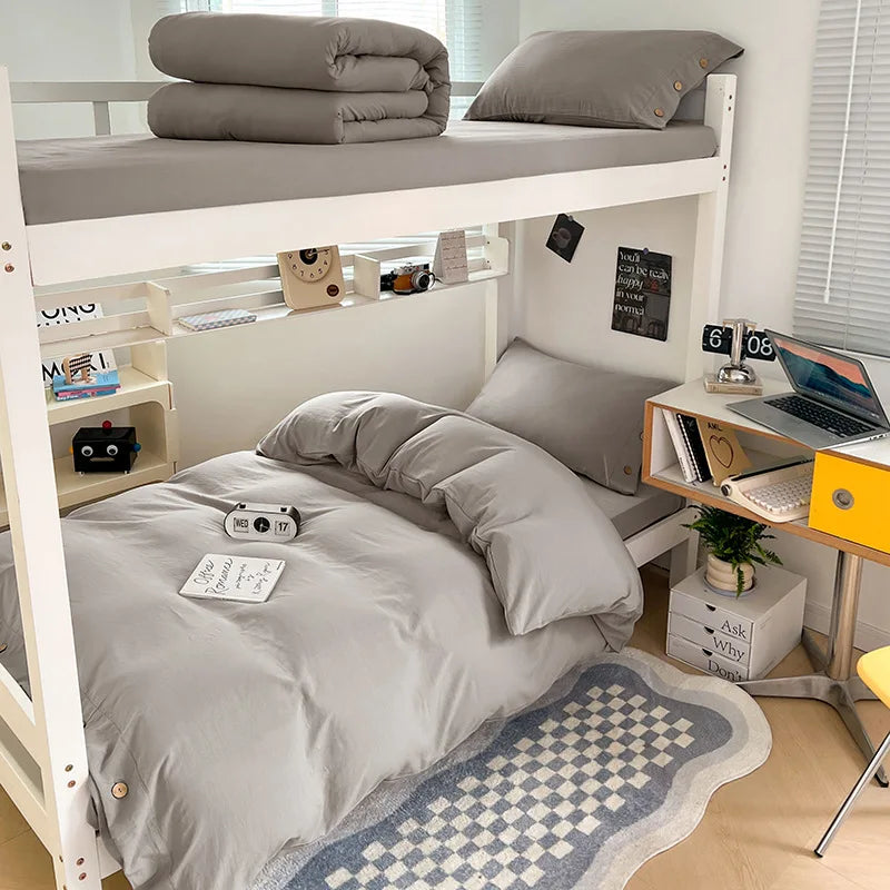 Afralia™ Buttoned Washed Cotton Bedding Set: Soft & Breathable Quilt Cover for Home or Dorm