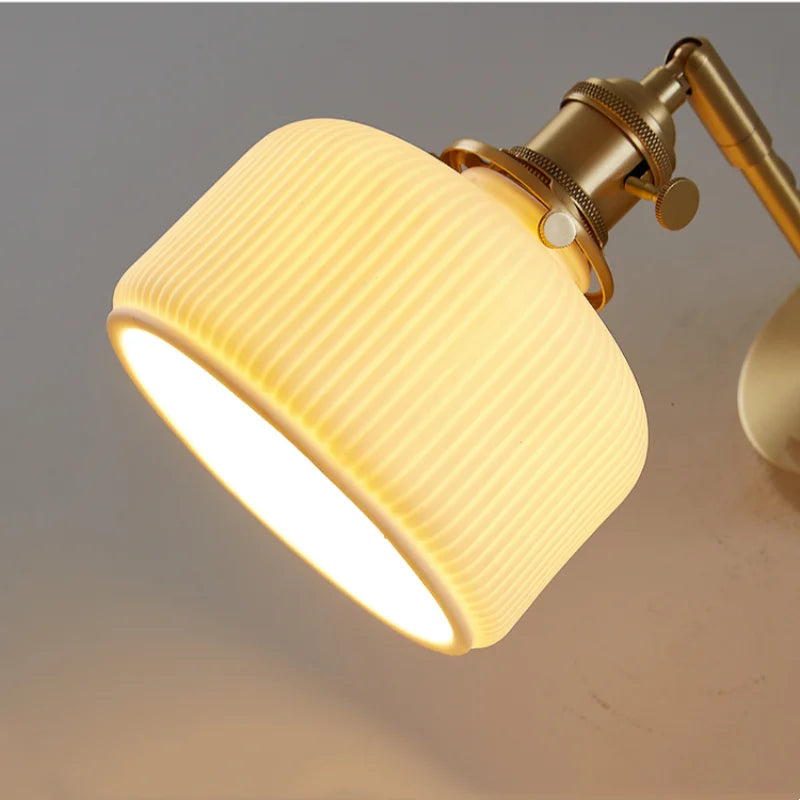 Afralia™ Copper LED Wall Lights Pull Chain Switch Bedside Lamp - Modern Nordic Design