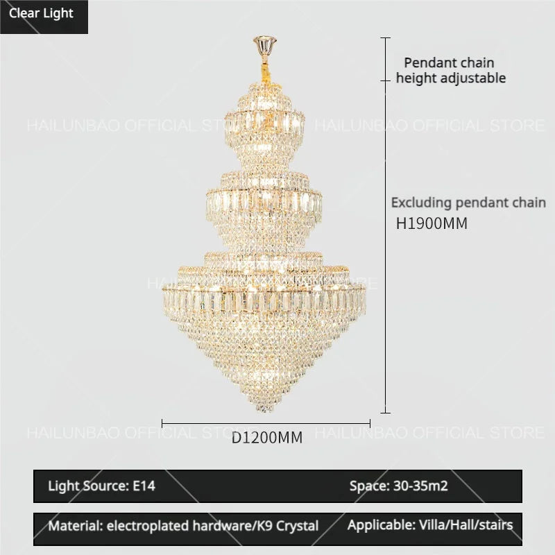 Afralia™ Sparkle Spiral Staircase Chandelier - Modern High Living Room Crystal Light
