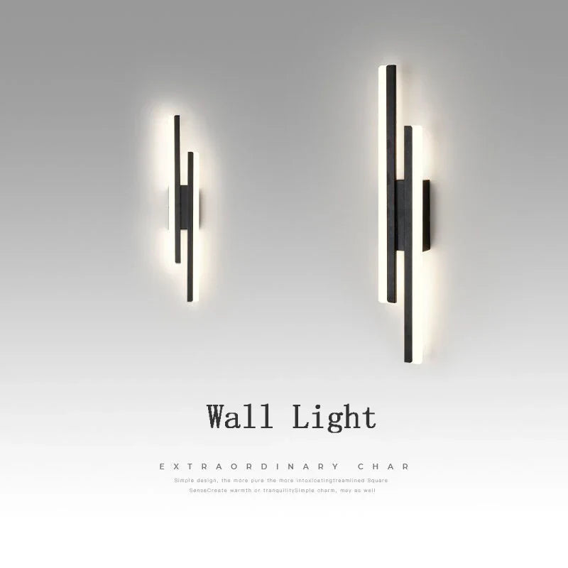 Afralia™ Nordic LED Wall Lamps Black Gold Indoor Acrylic Wall Lights for Bedroom and Living Room