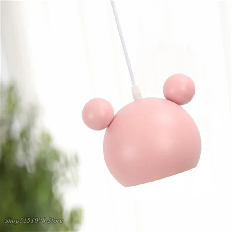 Afralia™ Mickey Pendant Lights for Children's Room, Colorful LED Hanging Light Fixture