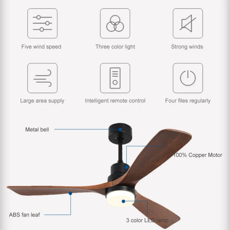 Afralia™ 42/52" DC Ceiling Fan with 3 ABS Blades, 35W Motor, 18W LED Light, Remote Control