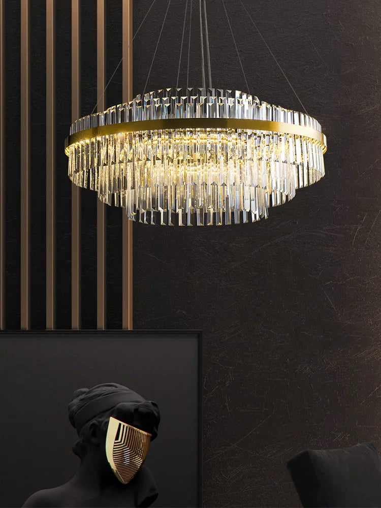 Afralia™ Crystal Hanging Lamp for Luxurious Living Room Decor