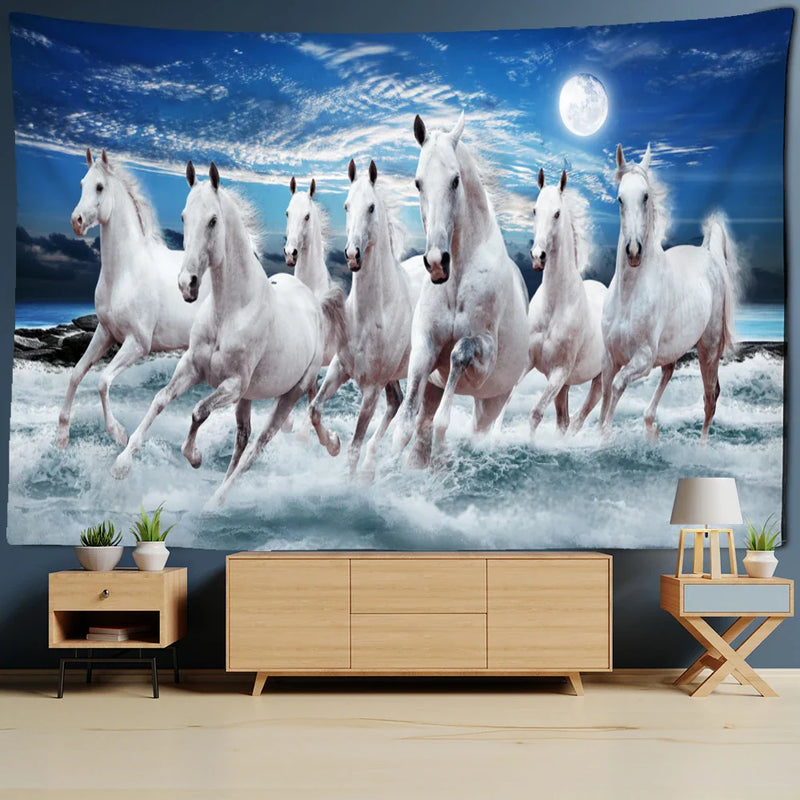 Afralia™ River Horses Tapestry Wall Hanging - Boho Aesthetic Room Decor