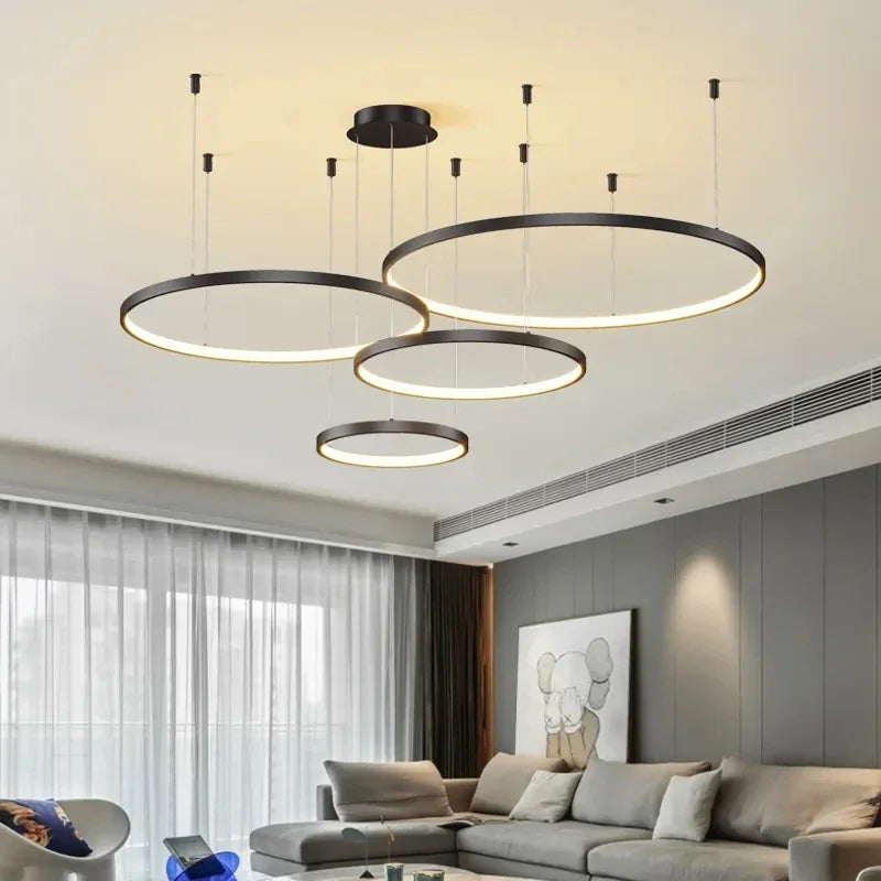 Afralia™ Acrylic LED Ring Pendant Light Modern Minimalist Art Decor Chandelier