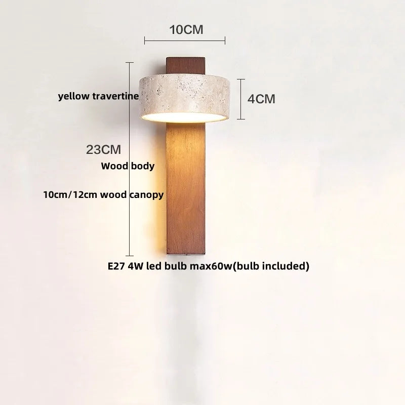 Afralia™ Nordic LED Wall Lamp 2 Glass Ball Yellow Travertine Stone Indoor Wall Light