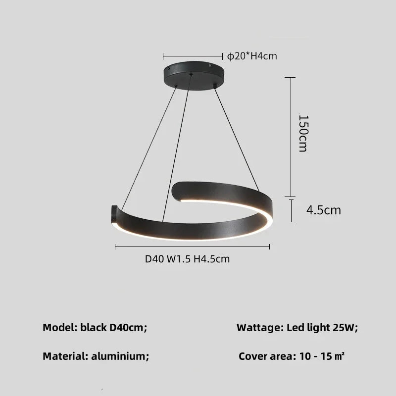 Afralia™ Black LED Chandelier Pendant Light for Foyer Stairs Bar, Minimalist Indoor Hanging Lamp