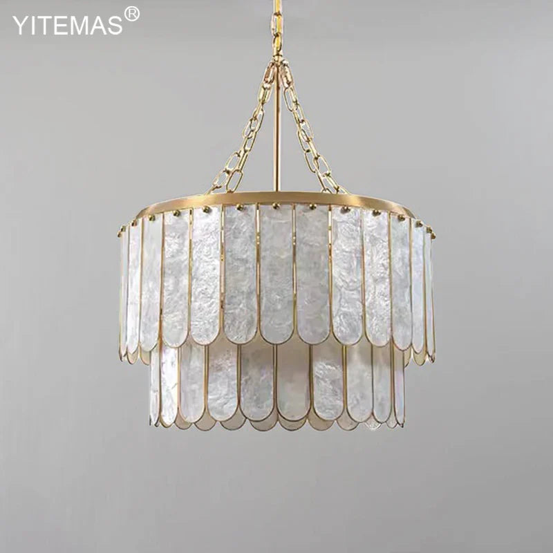 Afralia™ Gold Shell Chandelier: Elegant Hanging Lighting for Living Room, Bedroom, Kitchen