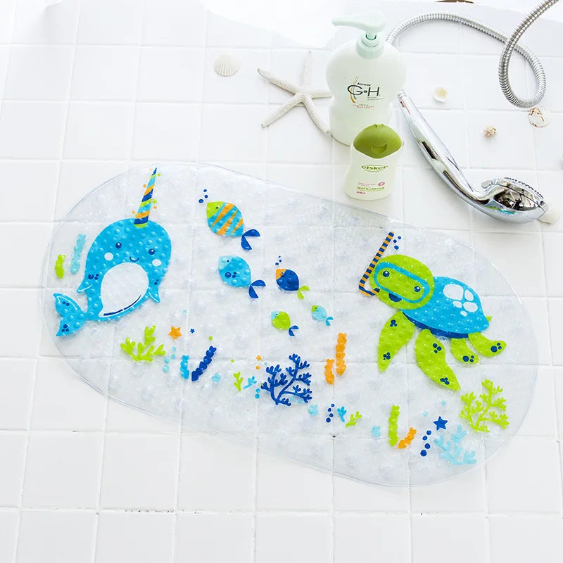 Afralia™ Cartoon Non-Slip Bathroom Mat with Suction Cup for Child Bathtub Eco-Friendly