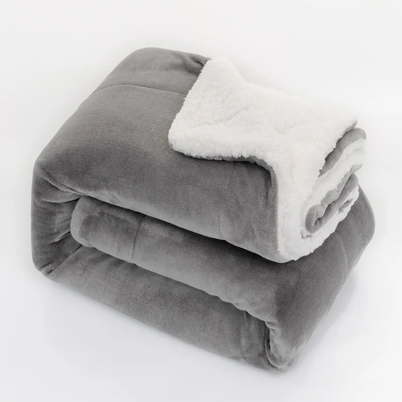 Afralia™ Flannel Lamb's Wool Throw Blanket: Soft, Warm, & Cozy for Sofa, Bed, or Travel